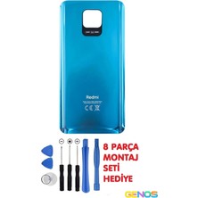 Genos Xiaomi Redmi Note 9 Pro/note 9s Arka Cam Kapak Batarya Pil Kapağı + Montaj Set Mavi