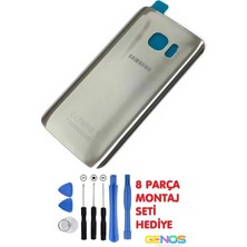 Genos Samsung Galaxy S7 Edge G935F Arka Cam Kapak Batarya Pil Kapağı Gri + Montaj Set