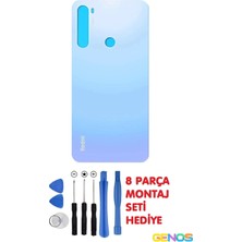 Genos Xiaomi Redmi Note 8 Arka Cam Kapak Batarya Pil Kapağı + Montaj Set Beyaz