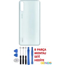 Genos Xiaomi Mi 9 Lite Arka Cam Kapak Batarya Pil Kapağı Beyaz