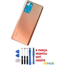Genos Xiaomi Redmi Note 10 Pro Uyumlu Arka Cam Pil Batarya Kapağı Gold Bakır + Montaj Set