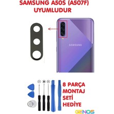 Genos Samsung Galaxy A50S (A507F) Arka Kamera Camı Kamera Camı Lensi + Montaj Set