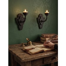 Other 2’li Orta Çağ Temalı Zincirli Duvar Şamdanı - Medieval Style Wall-Mounted Tealight Candle Holder