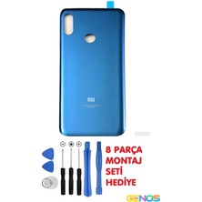 Genos Xiaomi Mi 8 Arka Cam Kapak Batarya Pil Kapağı +Montaj Set Mavi