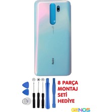 Genos Xiaomi Redmi Note 8 Pro Arka Cam Kapak Batarya Pil Kapağı +Montaj Set Beyaz