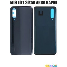 Genos Xiaomi Mi 9 Lite Arka Kapak Batarya Pil Kapağı Cam Siyah