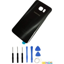 Genos Samsung Galaxy S7 Edge G935F Arka Cam Kapak Batarya Pil Kapağı Siyah + Montaj Set