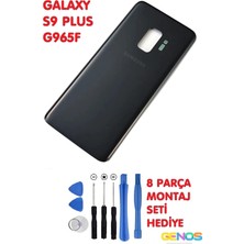 Genos Samsung Galaxy S9 Plus G965F Arka Cam Kapak Batarya Pil Kapağı Siyah + Montaj Set