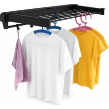 TeknoKapsül Sunup SN-37718 Katlanabilir Çamaşır Askılığı Duvara Monte Gizli Balkon Akordeon Kurutma Siyah