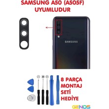 Genos Samsung Galaxy A50 (A505F) Arka Kamera Camı Kamera Camı Lensi + Montaj Set
