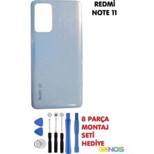 Genos Xiaomi Redmi Note 11 Uyumlu Arka Pil Kapağı Batarya Kapağı Beyaz + Montaj Set
