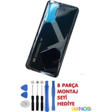 Genos Xiaomi Mi 10T / Mi 10T Pro Arka Cam Pil Kapağı Batarya Kapağı Siyah + Montaj Set