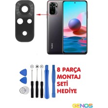 Genos Xiaomi Redmi Note 10 Arka Kamera Camı Kamera Camı Lensi + Montaj Set