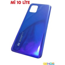 Genos Xiaomi Mi 10 Lite Uyumlu Arka Cam Pil Kapağı Batarya Kapağı Mavi