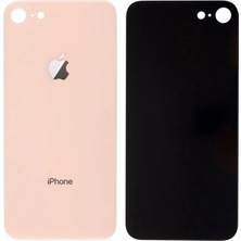 Genos Iphone 8 Modeli Uyumlu Arka Cam Kapak Gold (Altın Renk) Kamera Camlı