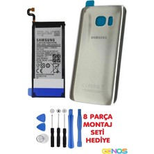 Genos Samsung Galaxy S7 G930F Arka Cam Kapak Batarya Kapağı Gri+Batarya Pil EB-BG930ABE+MONTAJ Set