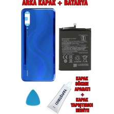 Genos Mi 9 Lite Batarya (BM4F) + Mavi Arka Kapak + Yapıştırıcı Set