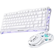 Gravastar Mercury K1 Kablosuz Mekanik Gaming Ingilizce Q Klavye ve M2 Kablosuz Optik Mouse Seti, Opaline White