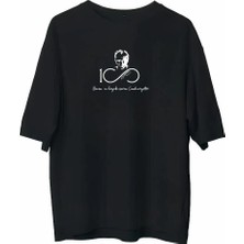 Tarz Yeri Erkek Baskılı T-Shirt Kısa Kol Bisiklet Yaka Regular Fit Rahat Kalıp Günlük Tişört - Siyah