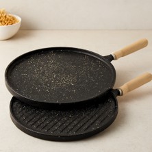 Eseno Select 34 cm Çift Taraflı Döküm Tava - Ahşap Saplı