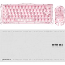 Gravastar Mercury V60 Kablolu Manyetik Gaming Ingilizce Q Klavye, M2 Kablosuz Optik Mouse ve Mousepad Oyuncu Seti, Crystal Rose