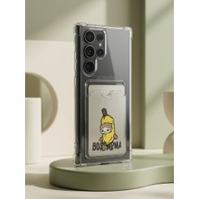 Hobilinka Samsung Galaxy S26 Ultra Boş Yapma Muz Detaylı Kart Bölmeli Şeffaf Telefon Kılıfı