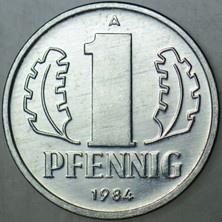 Banknoting Doğu Almanya 1 Pfennıg 1984 A. Ddr. Çilaltı+
