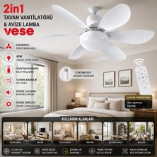 Eseno Select 2in1=tavan Vantilatör - Avize Lamba 40W Kumandalı 6knat VNT-005