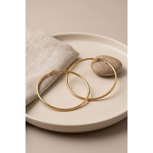 Nemere Mey Ithalat® 316L Çelik Gold Renk 66 mm Halka Küpe