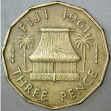 Banknoting Fiji 3 Cent 1961 Kraliçe Iı. Elizabeth.