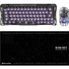 Gravastar Mercury V60 Kablolu Manyetik Gaming Ingilizce Q Klavye, x Air Kablosuz Optik Mouse ve Mousepad Oyuncu Seti, Onyx Crystal