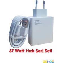 Genos Xiaomi Mi 67WATT Turbo Hızlı Şarj Aleti Cihazı ve Kablo Set Samsung Hauwei Oppo Poco Uyumlu