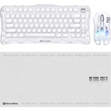 Gravastar Mercury K1 Kablosuz Mekanik Gaming Ingilizce Q Klavye, M2 Kablosuz Optik Mouse ve Mousepad Oyuncu Seti, Opaline White