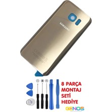 Genos Samsung Galaxy S7 G930F Arka Cam Kapak Batarya Pil Kapağı Gold + Montaj Set