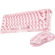Gravastar Mercury V60 Kablolu Manyetik Gaming Ingilizce Q Klavye ve M2 Kablosuz Optik Mouse Seti, Crystal Rose