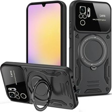 Nemere Mey Ithalat®   Redmi Note 10S Kılıf Joy Lens Standlı Kapak - Siyah