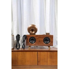 MiraLive Bluetooth Hoparlör Ahşap Klasik Retro Gramofon Bluetooth Müzik Kutusu