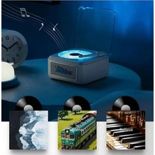 Epilons Nostalji Mini Plak Görünümlü Radyolu Bluetooth Hoparlör 3D Ses Dalgası Retro Müzik Plak Siyah