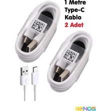 Genos Samsung Uyumlu S8 S9 S10 S10+ S10E Type-C Hızlı Şarj Data Kablosu (1 Mt) 2 Adet Kablo