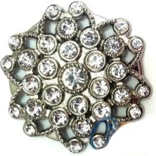 Hace Bazaar Taşlı Yuvarlak Broş, Sandık Süsü 4,5 cm - Nikel, 10 Adet