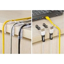 CATEKSSS Yapışkanlı Mini 20LI Klips USB Pc Adaptör Kablo Tutucu Aparat Siyah
