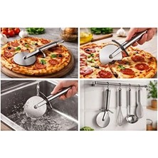 CATEKSSS Paslanmaz Çelik Pizza ve Hamur Kesici (Büyük Boy) Çelik