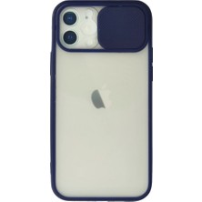 Verto Newface Apple iPhone 12 Kılıf Palm Buzlu Kamera Sürgülü Silikon - Lacivert