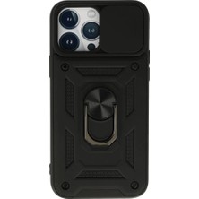 Verto Newface Apple iPhone 13 Pro Max Kılıf Pars Lens Yüzüklü Silikon - Siyah
