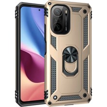 Verto Newface Xiaomi Poco F3 Kılıf Sofya Yüzüklü Silikon Kapak - Gold