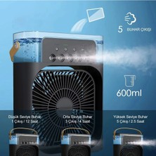 Akıllı Bayi Taşınabilir Işıklı 5 Spreyli Vantilatör Buzlu Buharlı Vantilatör Mini Fan Nemlendirici Aby
