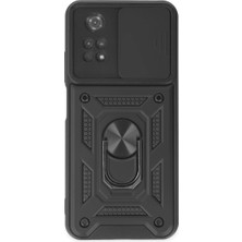 Verto Newface Xiaomi Poco M4 Pro 4g Kılıf Pars Lens Yüzüklü Silikon - Siyah