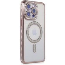Verto Newface Apple iPhone 15 Pro Kılıf Joke Simli Magneticsafe Kılıf - Pembe