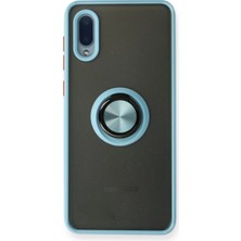 Verto Newface Samsung Galaxy A02 Kılıf Montreal Yüzüklü Silikon Kapak - Buz Mavi