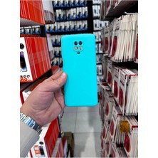 MCasering Xiaomi Redmi Note 9 Pro Uyumlu Kamera Koruma Çıkıntı Soft Kadife Doku Lansman Kapak Turkuaz Silikon